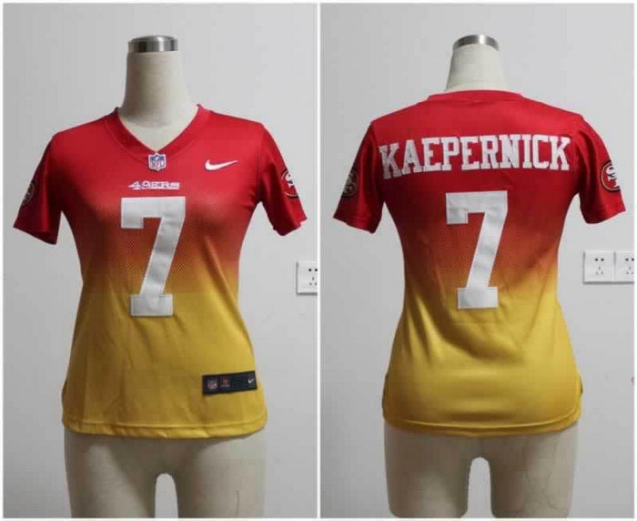 Women NEW NFL San Francisco 49ers 7 Colin Kaepernick Red-Yellow Drift Fashion II Jerseys Women NEW NFL San Francisco 49ers 7 Colin Kaepernick Red-Yellow Drift Fashion II Jerseys
