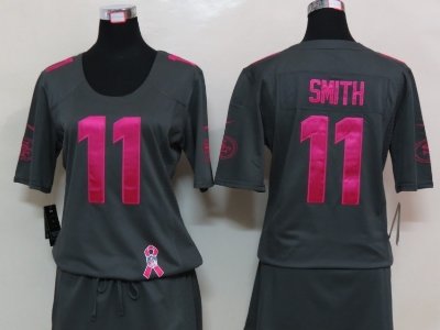 Womens NEW San Francisco 49ers 11 Smith Elite breast Cancer Awareness Dark grey Jersey