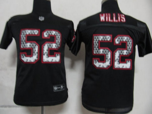 Youth San Francisco 49ers 52 Patrick Willis Black United Sideline Jerseys