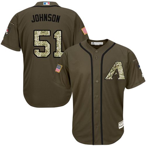 Diamondbacks #51 Randy Johnson Green Salute to Service Stitched