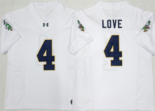 Men's Notre Dame Fighting Irish #4 Jeremiyah Love White F.U.S.E. Limited Stitched Jersey