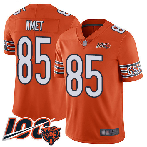 Nike Bears #85 Cole Kmet Orange Men's Stitched NFL Limited Rush 100th Season Jersey Nike Bears #85 Cole Kmet Orange Men's Stitched NFL Limited Rush 100th Season Jersey
