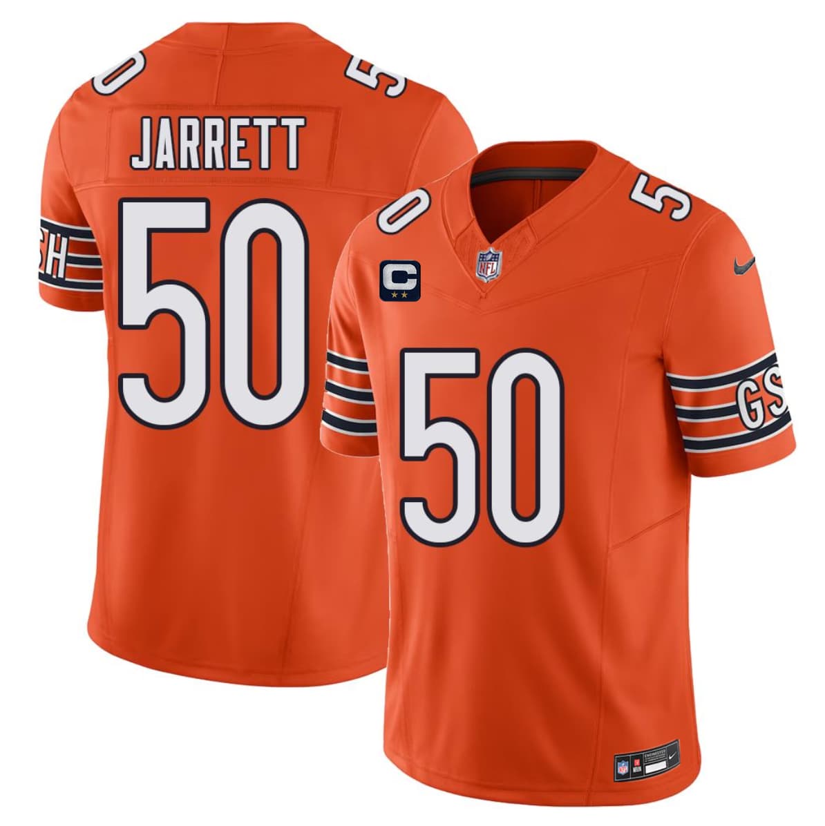 Men's Chicago Bears #50 Grady Jarrett Orange 2026 F.U.S.E. 2-Star C Patch Vapor Untouchable Limited Stitched Football Jersey