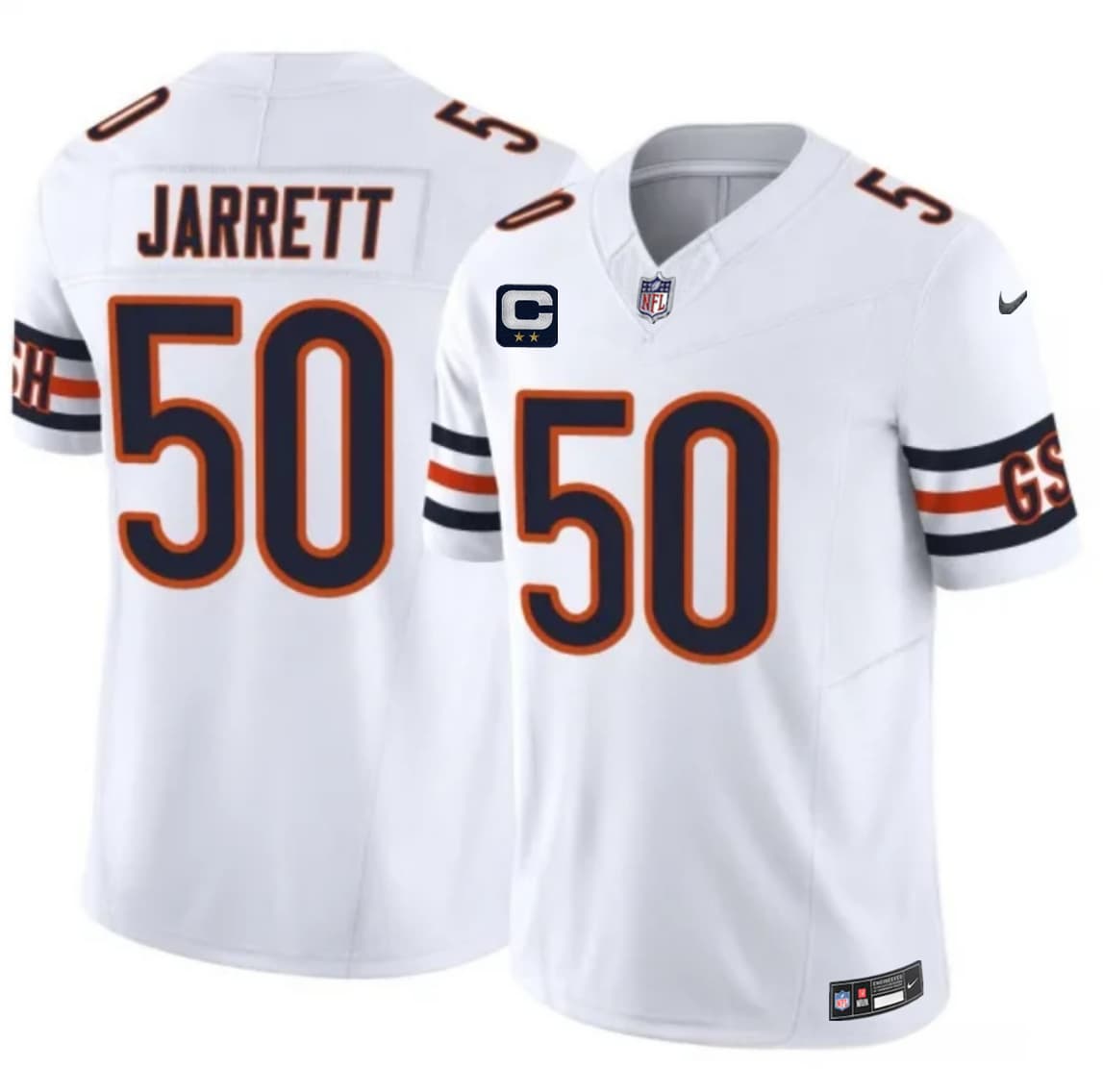 Men's Chicago Bears #50 Grady Jarrett White 2026 F.U.S.E. 2-Star C Patch Vapor Untouchable Limited Stitched Football Jersey