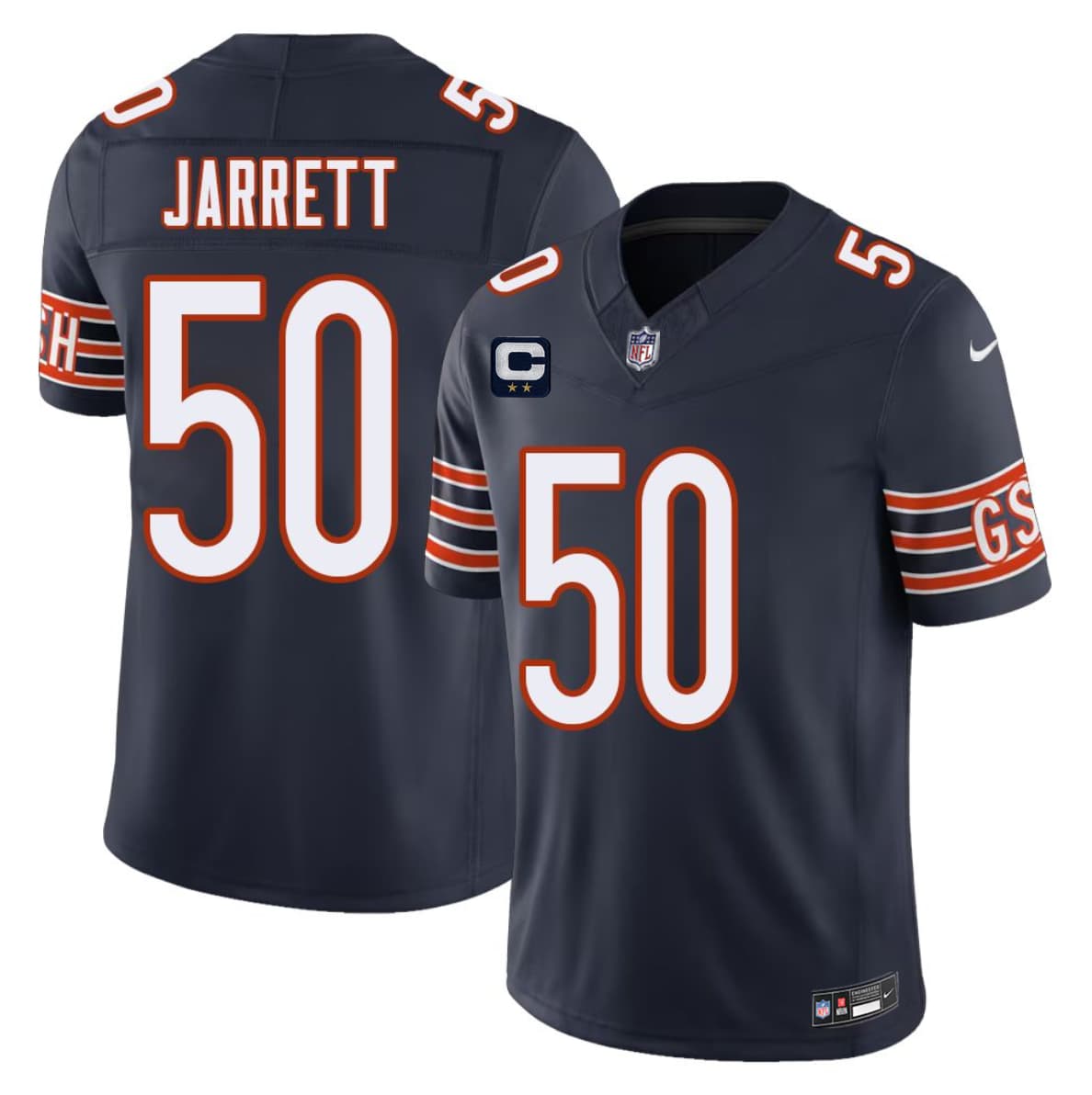 Men's Chicago Bears #50 Grady Jarrett Navy 2026 F.U.S.E. 2-Star C Patch Vapor Untouchable Limited Stitched Football Jersey