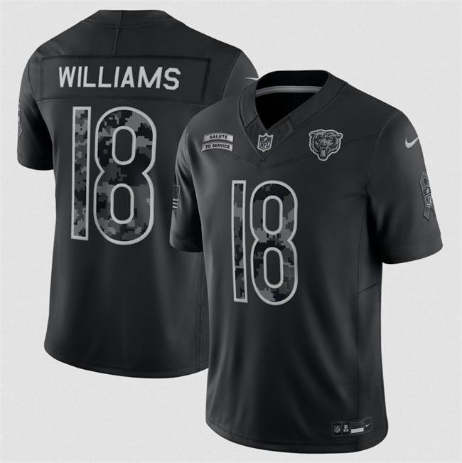 Men's Chicago Bears #18 Caleb Williams Black F.U.S.E. 2026 Salute to Service Limited Stitched Football Jersey Men's Chicago Bears #18 Caleb Williams Black F.U.S.E. 2026 Salute to Service Limited Stitched Football Jersey