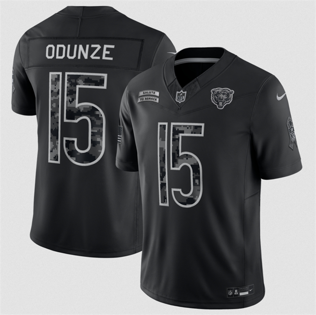Men's Chicago Bears #15 Rome Odunze Black F.U.S.E. 2026 Salute to Service Limited Stitched Football Jersey