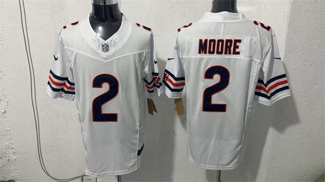Men's Chicago Bears #2 D.J. Moore White 2026 F.U.S.E. Vapor Untouchable Limited Stitched Football Jersey Men's Chicago Bears #2 D.J. Moore White 2026 F.U.S.E. Vapor Untouchable Limited Stitched Football Jersey