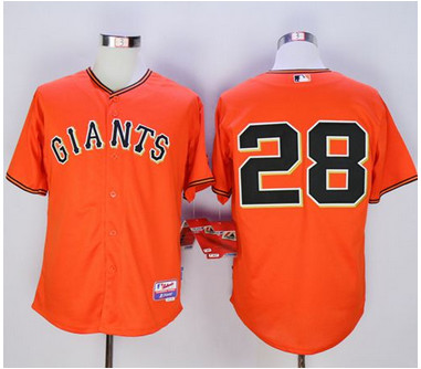 Giants #28 Buster Posey Orange Old Style Giants Stitched MLB Jersey