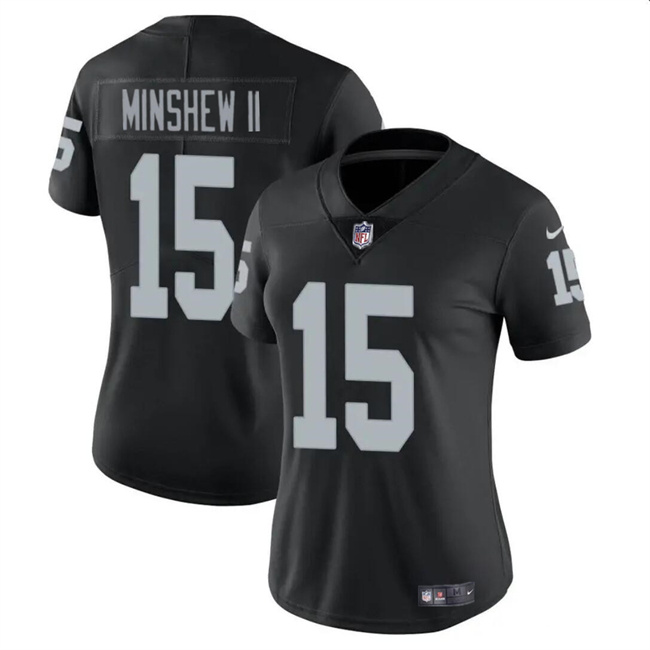 Women's Las Vegas Raiders #15 Gardner Minshew II Black Vapor Stitched Jersey(Run Small) Women's Las Vegas Raiders #15 Gardner Minshew II Black Vapor Stitched Jersey(Run Small)