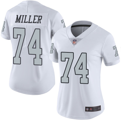 Raiders #74 Kolton Miller White Women's Stitched Football Limited Rush Jersey Raiders #74 Kolton Miller White Women's Stitched Football Limited Rush Jersey