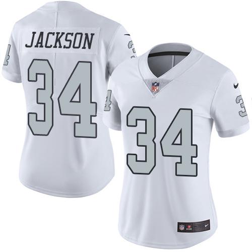 Nike Raiders #34 Bo Jackson White Women's Stitched NFL Limited Rush Jersey Nike Raiders #34 Bo Jackson White Women's Stitched NFL Limited Rush Jersey