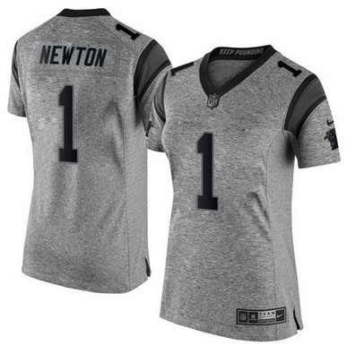 Nike Panthers #1 Cam Newton Gray Women's Stitched NFL Limited Gridiron Gray Jersey Nike Panthers #1 Cam Newton Gray Women's Stitched NFL Limited Gridiron Gray Jersey