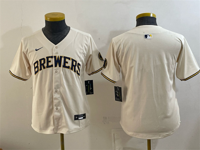 Youth Milwaukee Brewers Blank Cream Limited Stitched Jersey