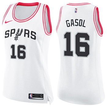 Nike Spurs #16 Pau Gasol White Pink Women's NBA Swingman Fashion Jersey Nike Spurs #16 Pau Gasol White Pink Women's NBA Swingman Fashion Jersey
