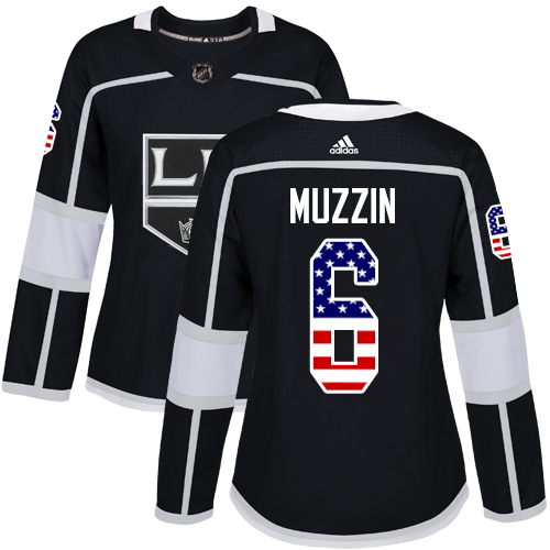 Adidas Kings #6 Jake Muzzin Black Home Authentic USA Flag Women's Stitched NHL Jersey Adidas Kings #6 Jake Muzzin Black Home Authentic USA Flag Women's Stitched NHL Jersey