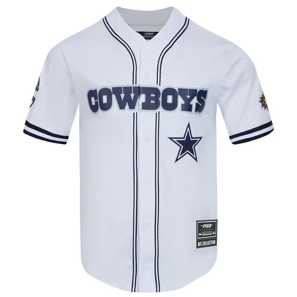 MEN'S NFL DALLAS COWBOYS LOGO CLASSIC MESH BUTTON UP SHIRT White